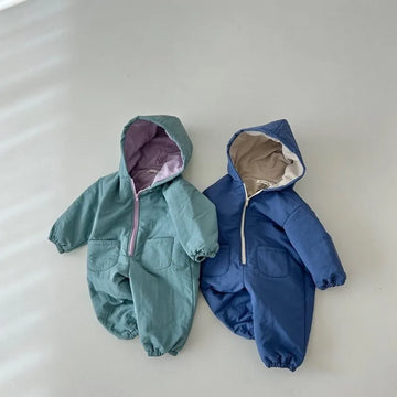 Warm Hooded Fleece Romper