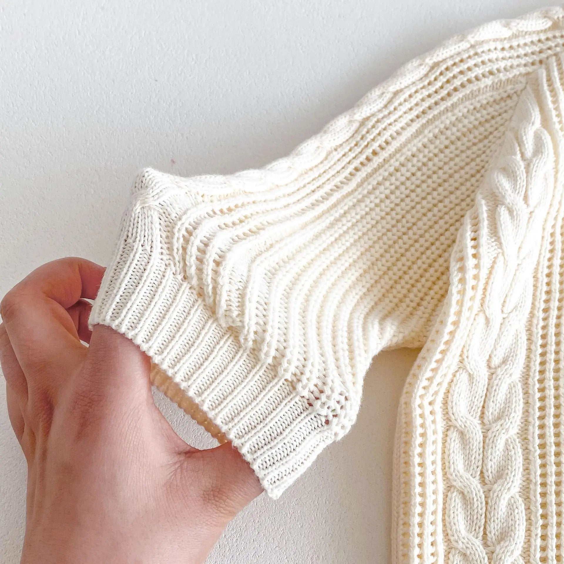 Kids Cable Knit Ivory Sweater