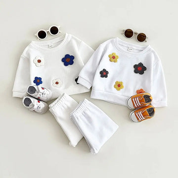 Flower Print Sweatshirt & Pants Set