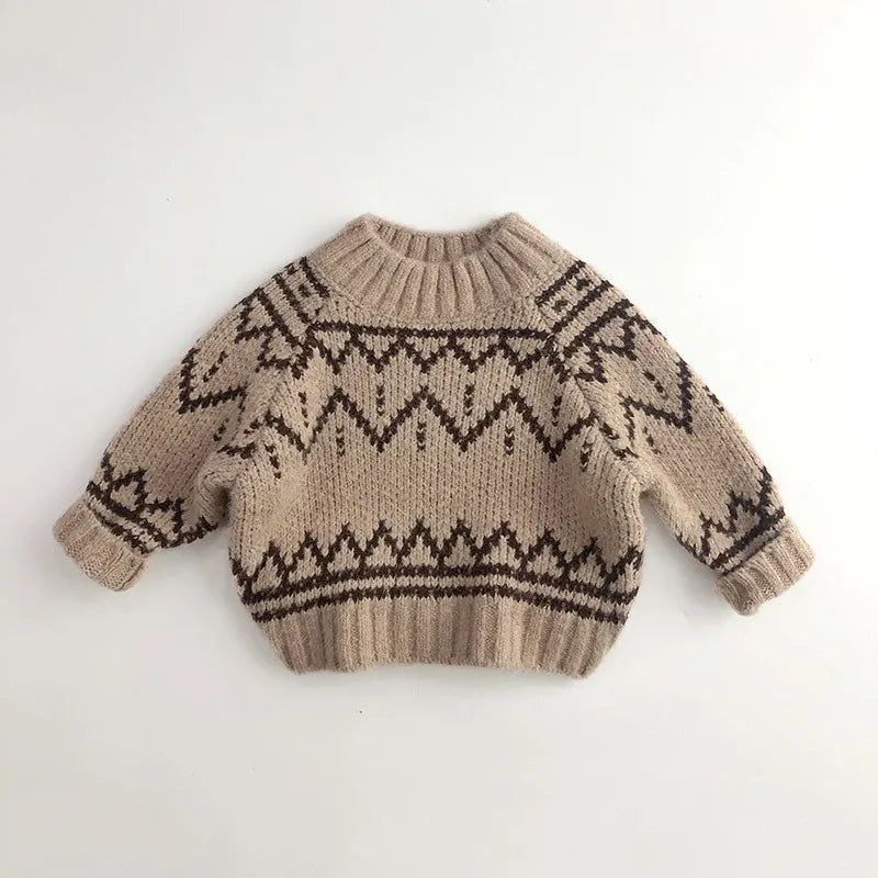 Retro Kids Striped Turtleneck Sweater