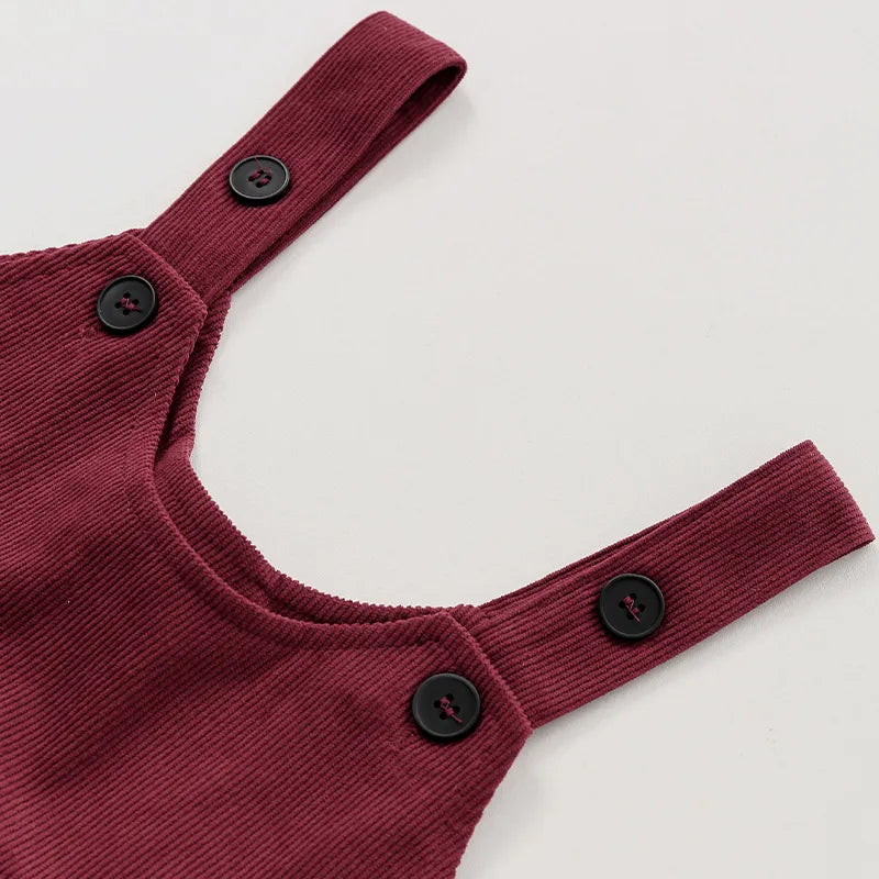 Knee-Length Corduroy Solid Dress