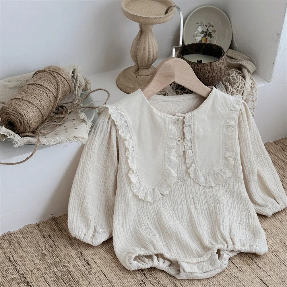 Large Lapel Lace Collar Romper