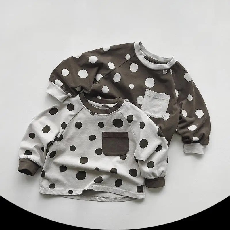 Vintage Long-Sleeved Polka Dot Tee