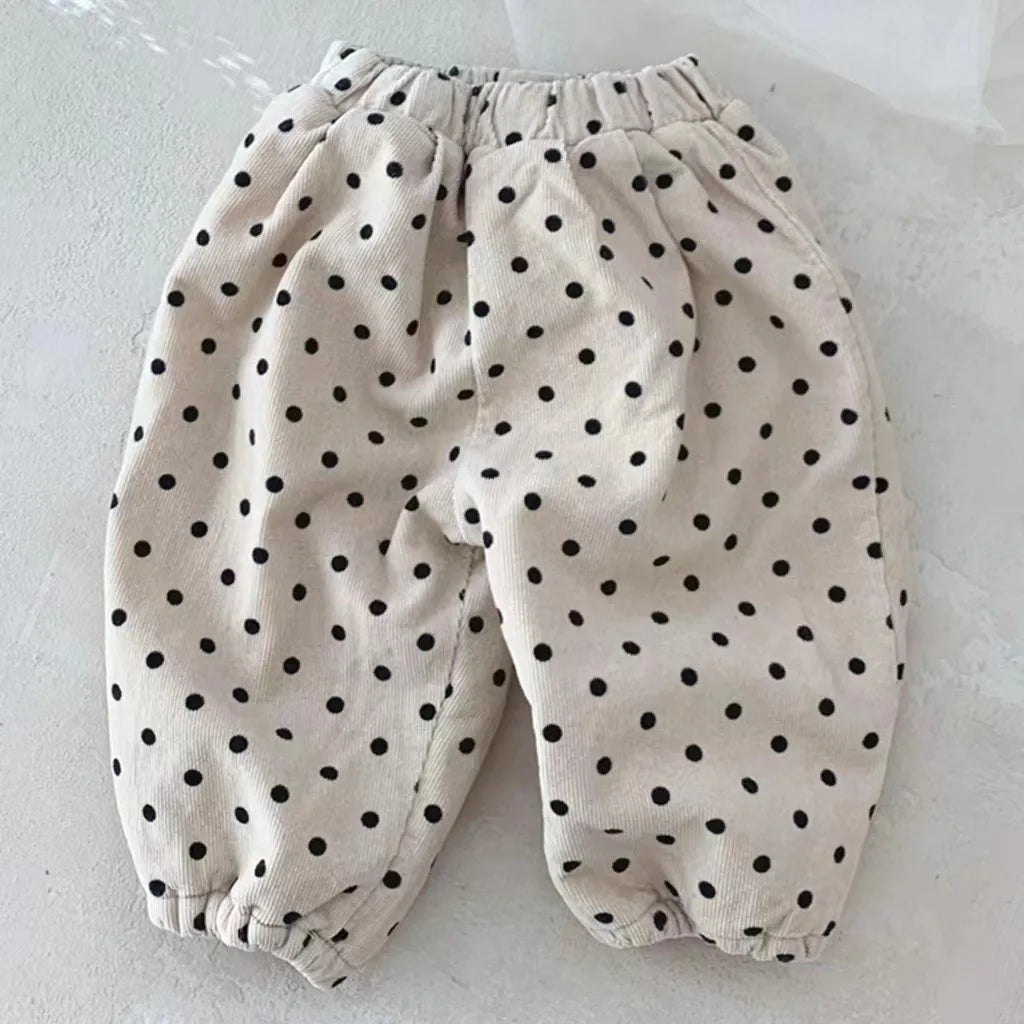 Thick Polka Dot Corduroy Pants