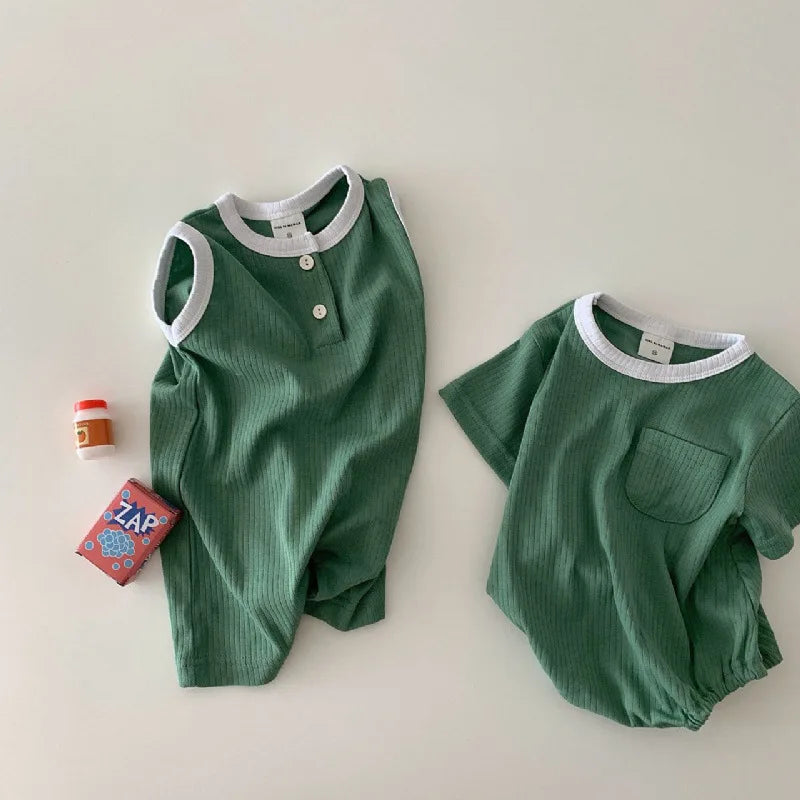 Solid Cool Sleeveless Romper & Onesie