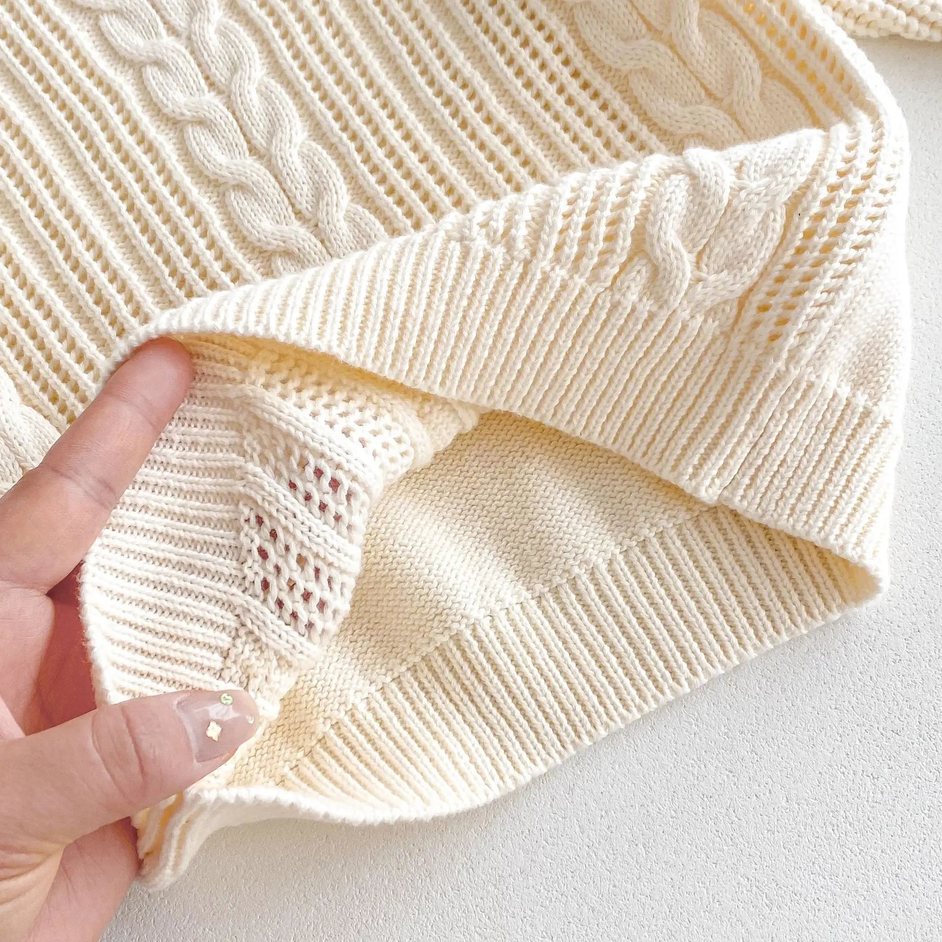 Kids Cable Knit Ivory Sweater