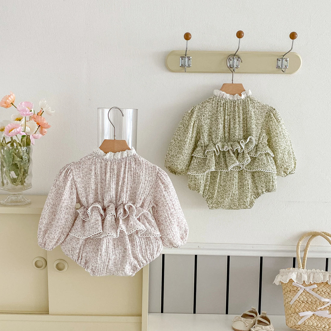 Girls Double-Layer Lace Romper