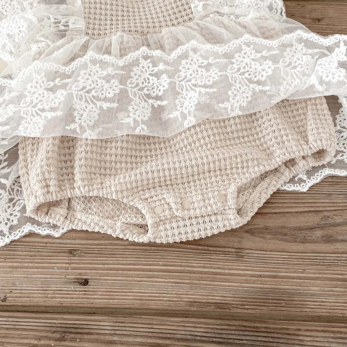 Lace Waffle Girl's Onesie