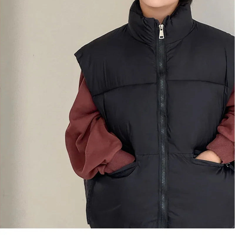 Thick Winter Solid Puffer Vest