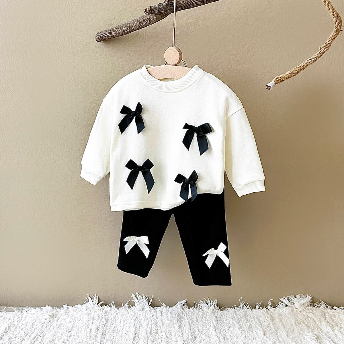 Girls Long Sleeved Bow Top & Pants Set