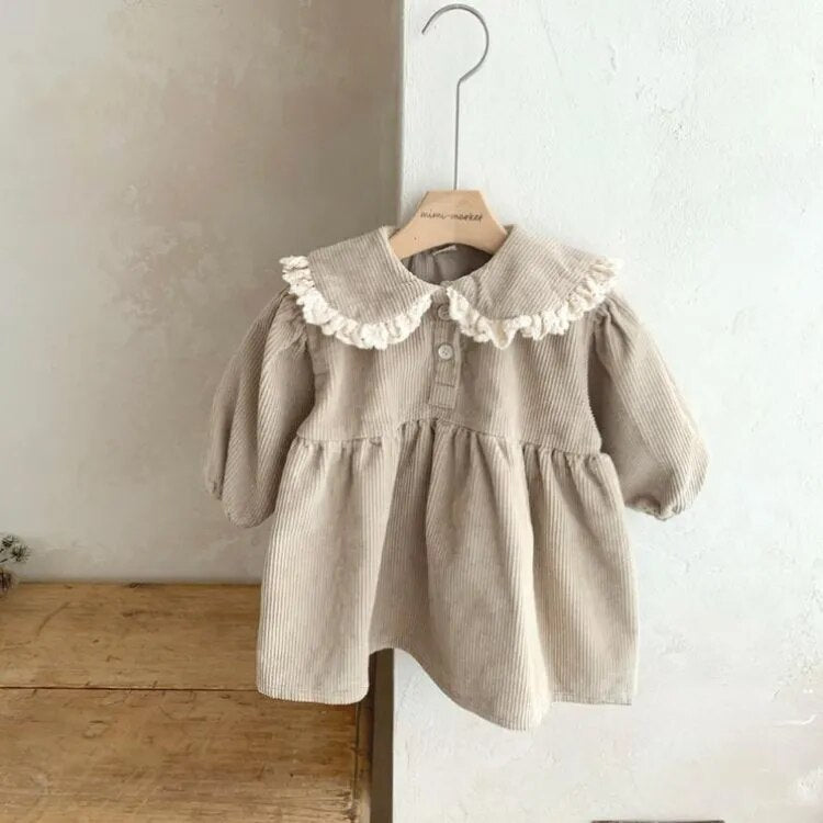 Long-Sleeved Corduroy Casual Dress