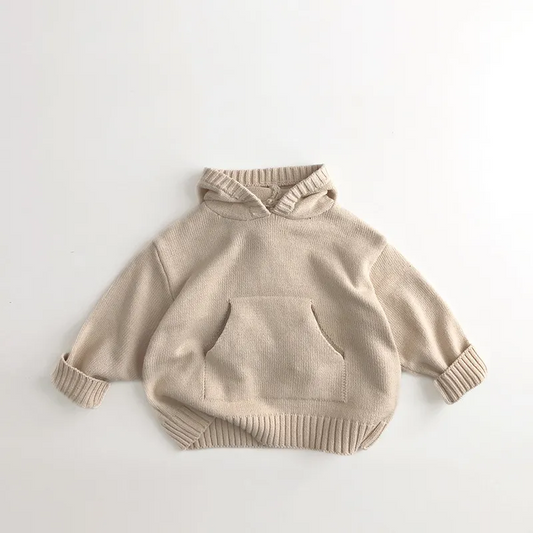 Hoodie Knit Front Pocket Loose Pullover