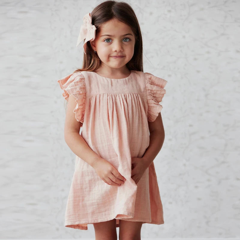 Girls Ruffled Sleeved Dress