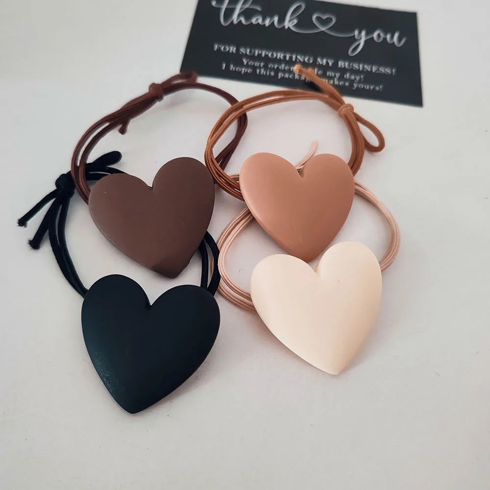 Heart-Shaped Colored Girl's Hair Ties (4-Piece)