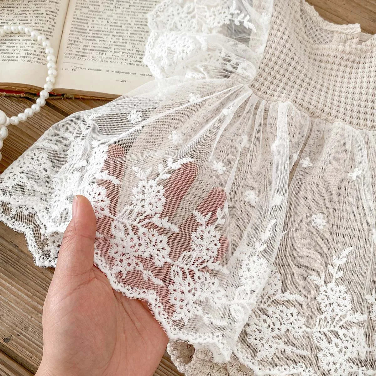 Lace Waffle Girl's Onesie