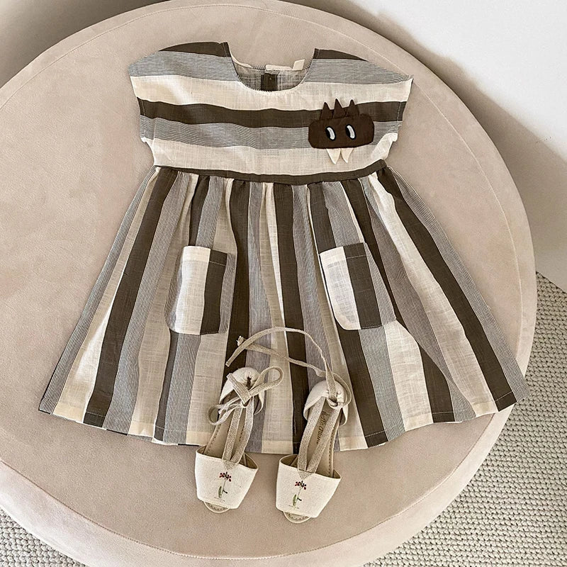 Girls' Striped A-Line Dress