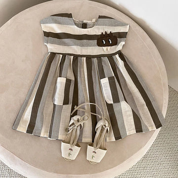 Girls' Striped A-Line Dress