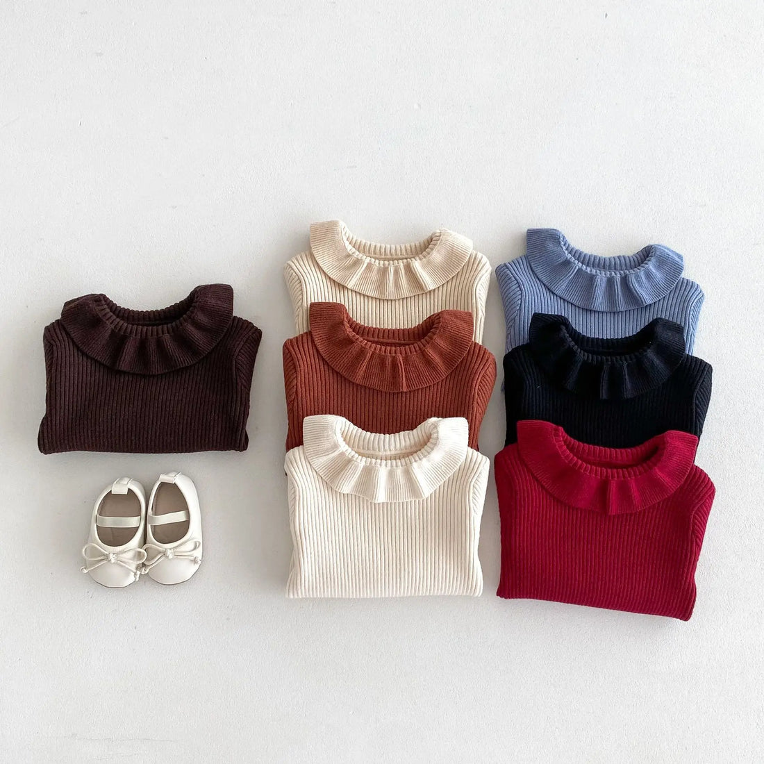 Girls' Solid Knitted Lapel Top