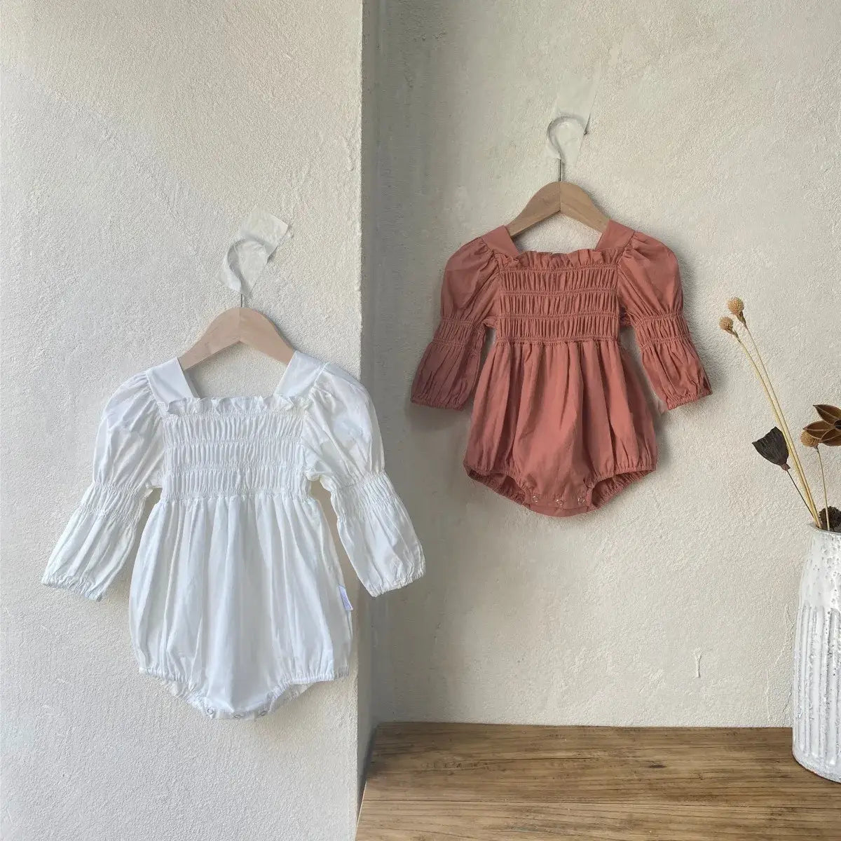 Girls Long Sleeved Ruched Onesie