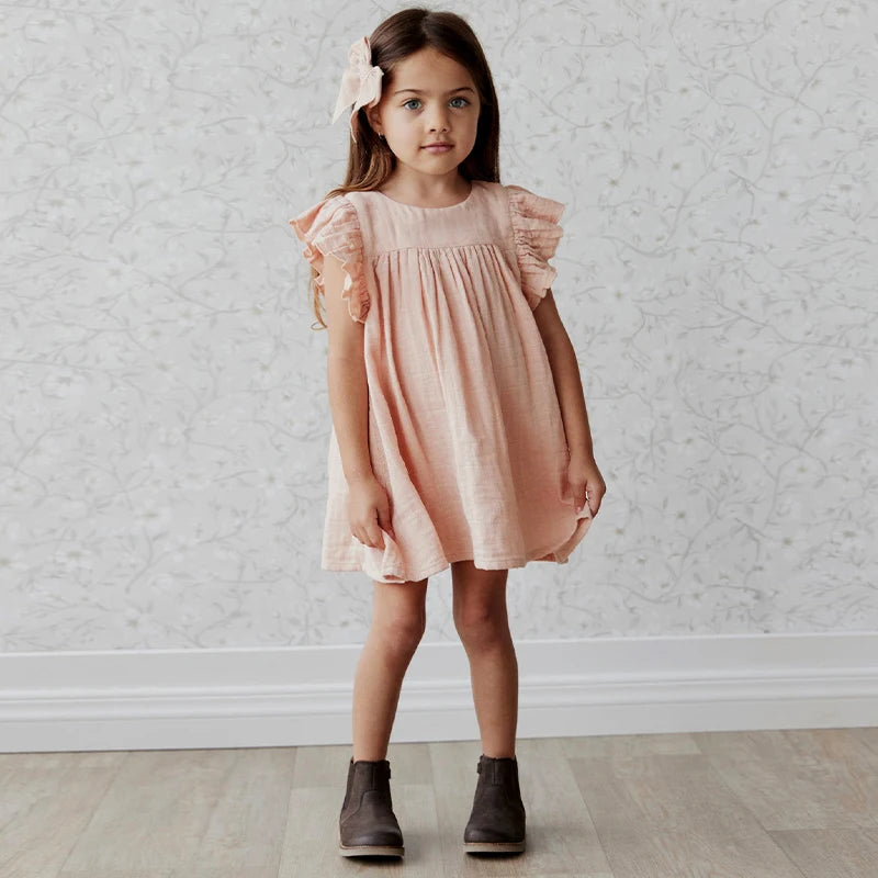 Girls Ruffled Sleeved Dress