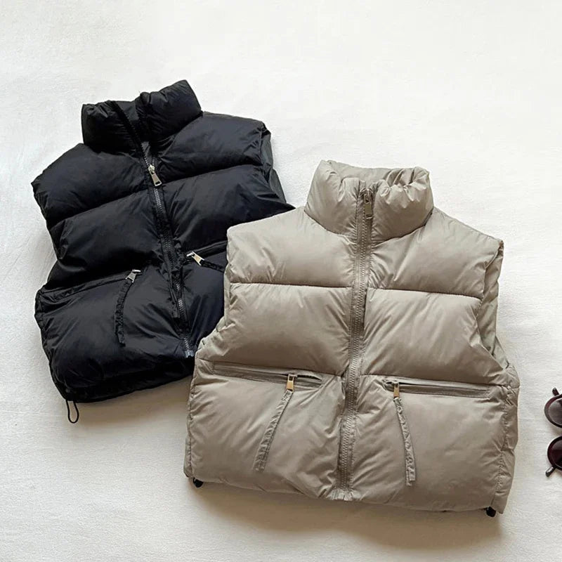 Thick Winter Solid Puffer Vest