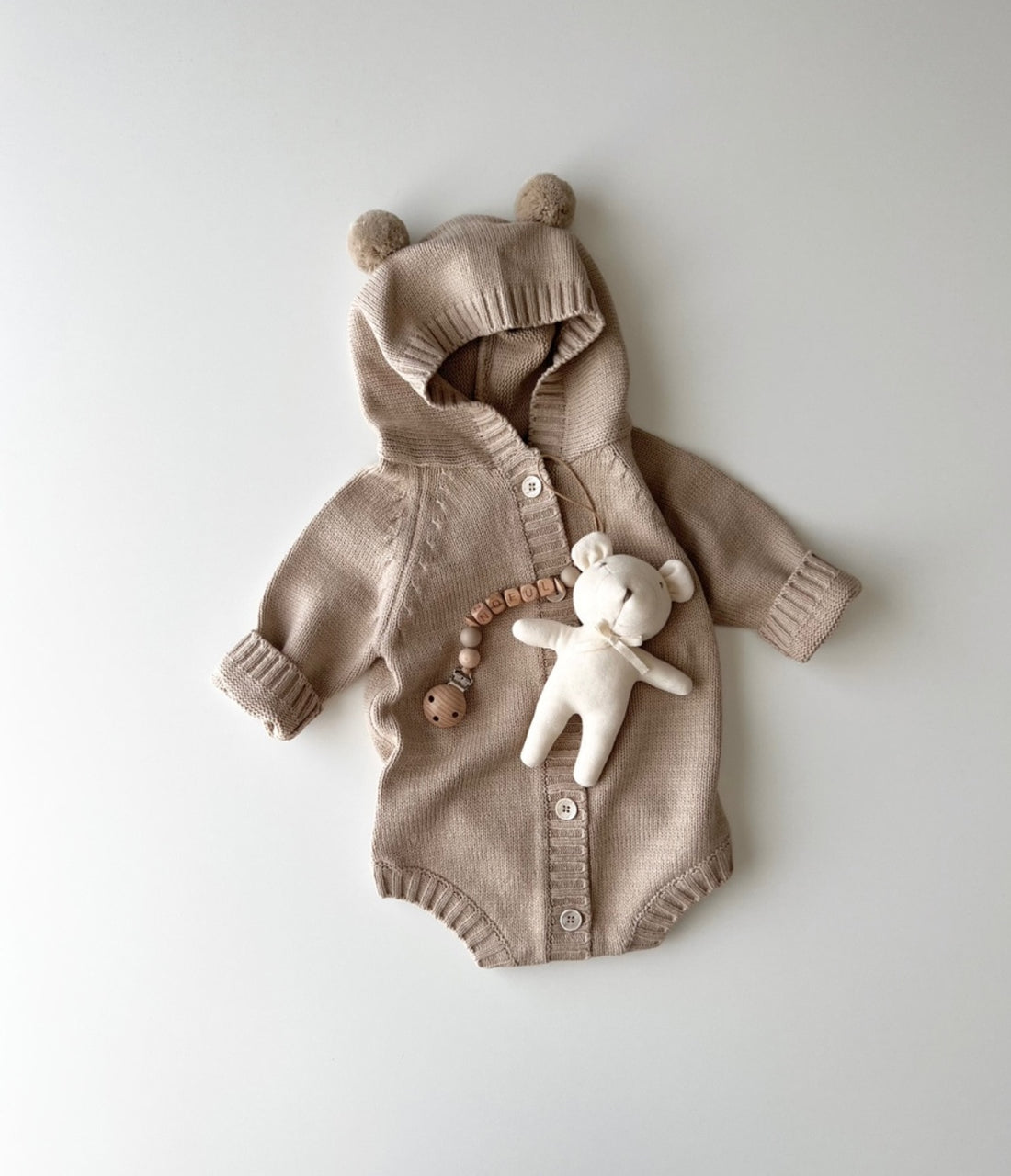 Knitted Ear Hooded Onesie