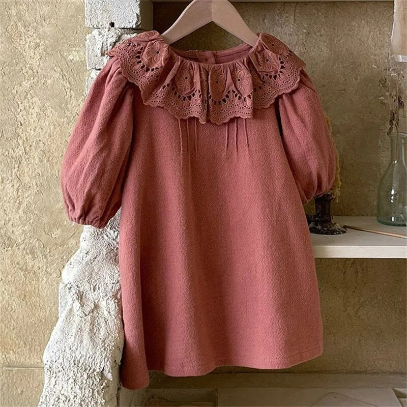 Boho Lace Collar Long-Sleeved Dress