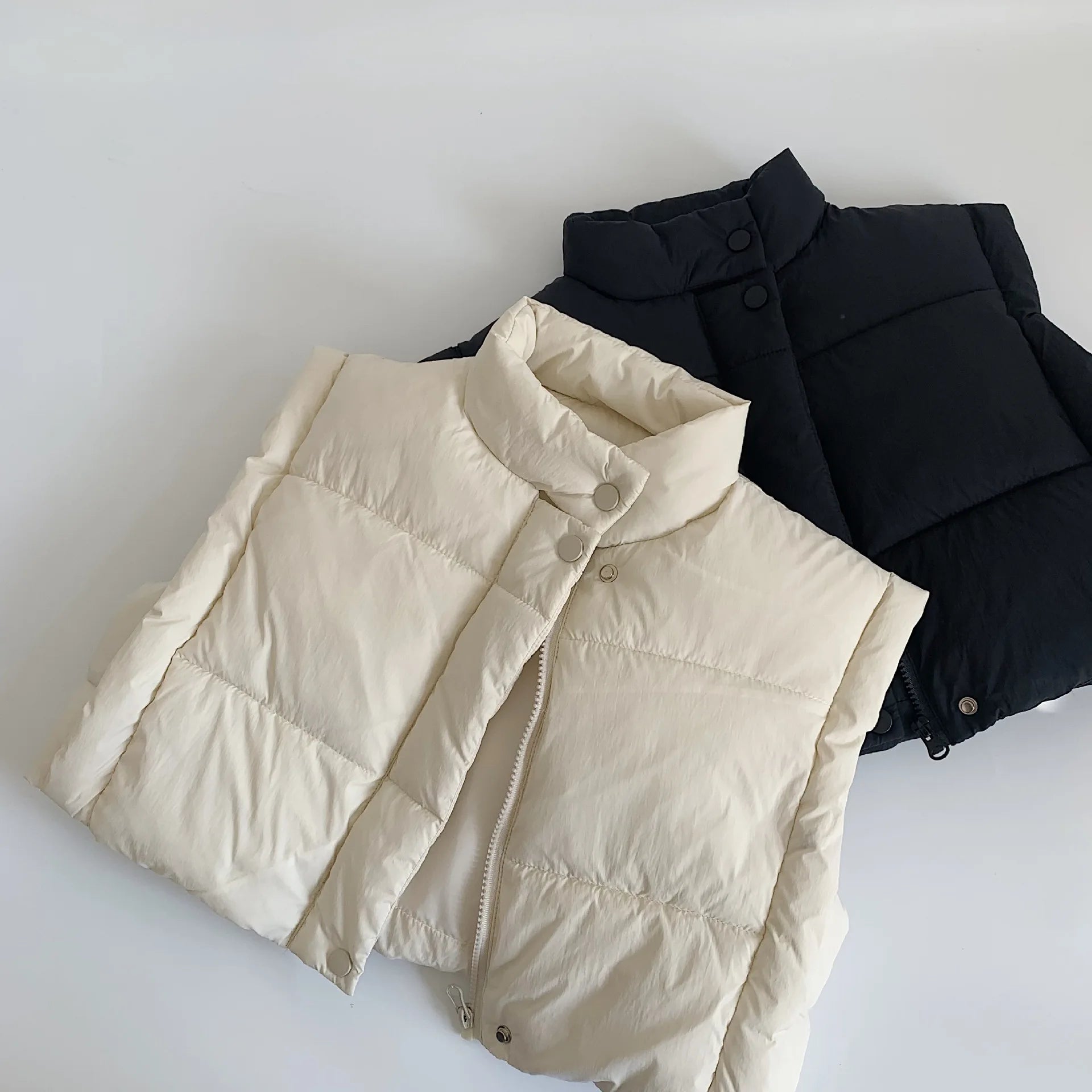 Solid Zip-Up Puffer Vest