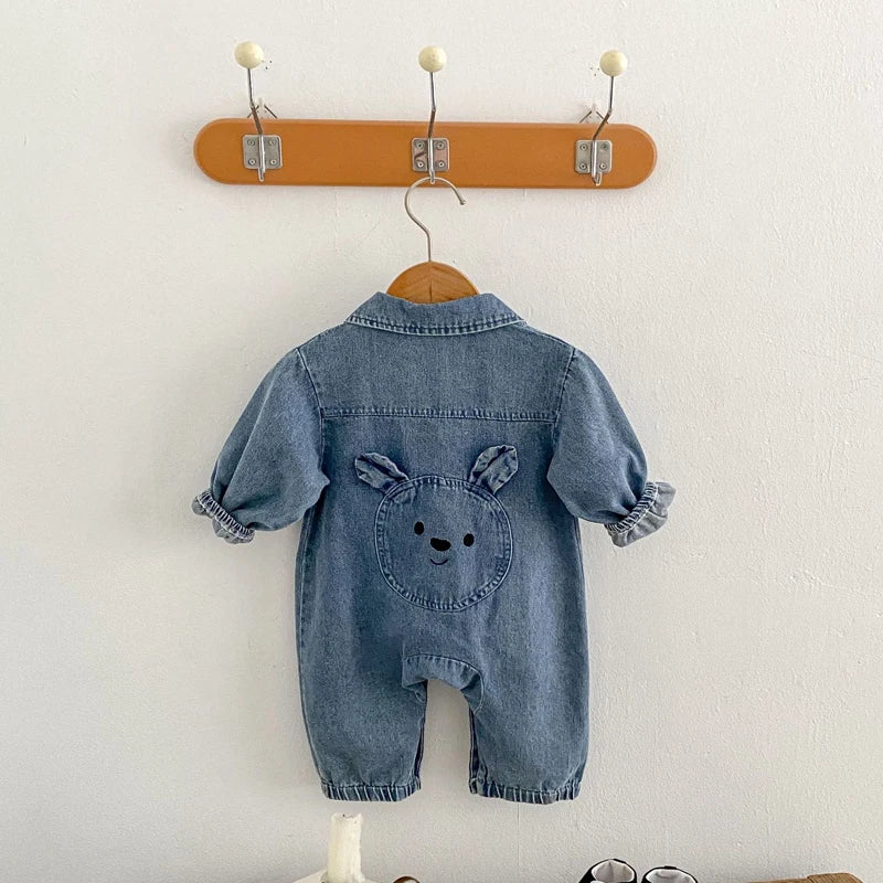 Denim Long-Sleeved Romper