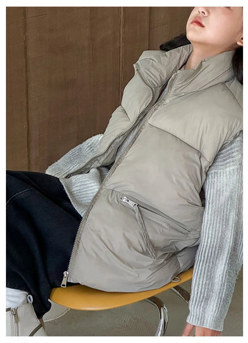 Thick Winter Solid Puffer Vest
