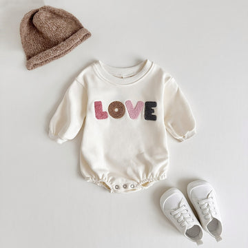 'LOVE' Embroidered Sweatshirt Onesie