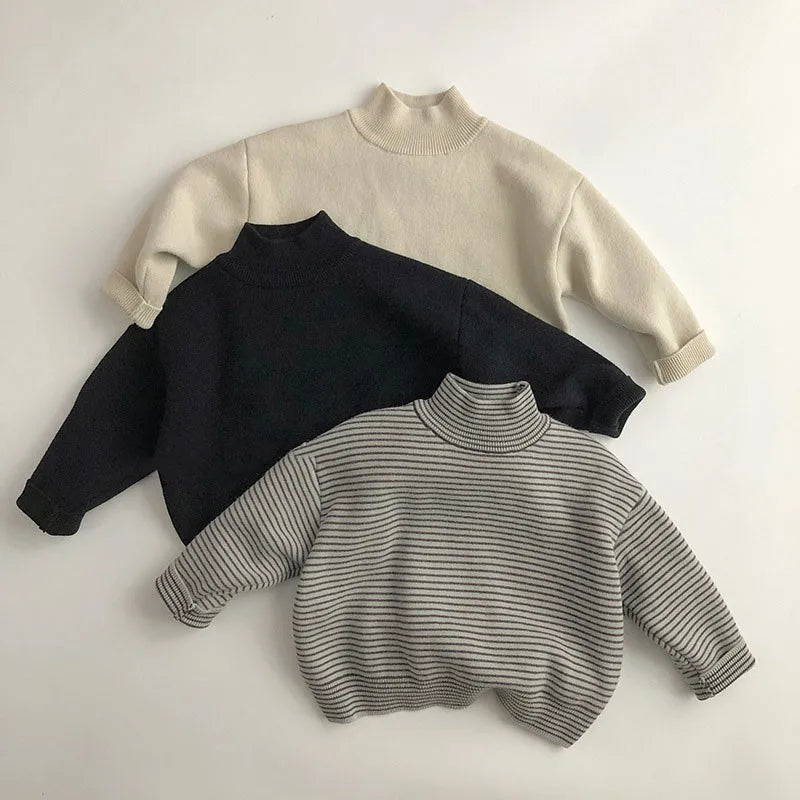 Fleece-Lined Thick Knit Turtleneck