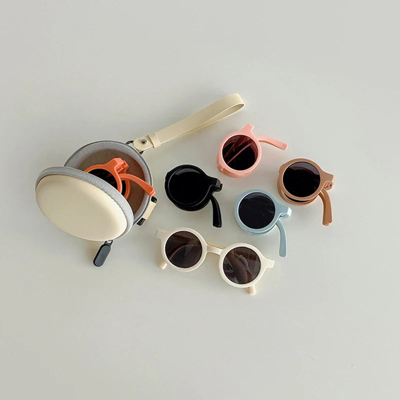 Children's Folding Round Sunglasses with Case