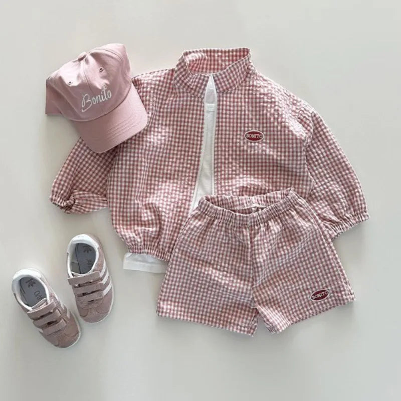 Plaid Jacket and Shorts Set