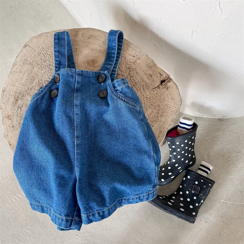 Kids Denim Shorts Overalls