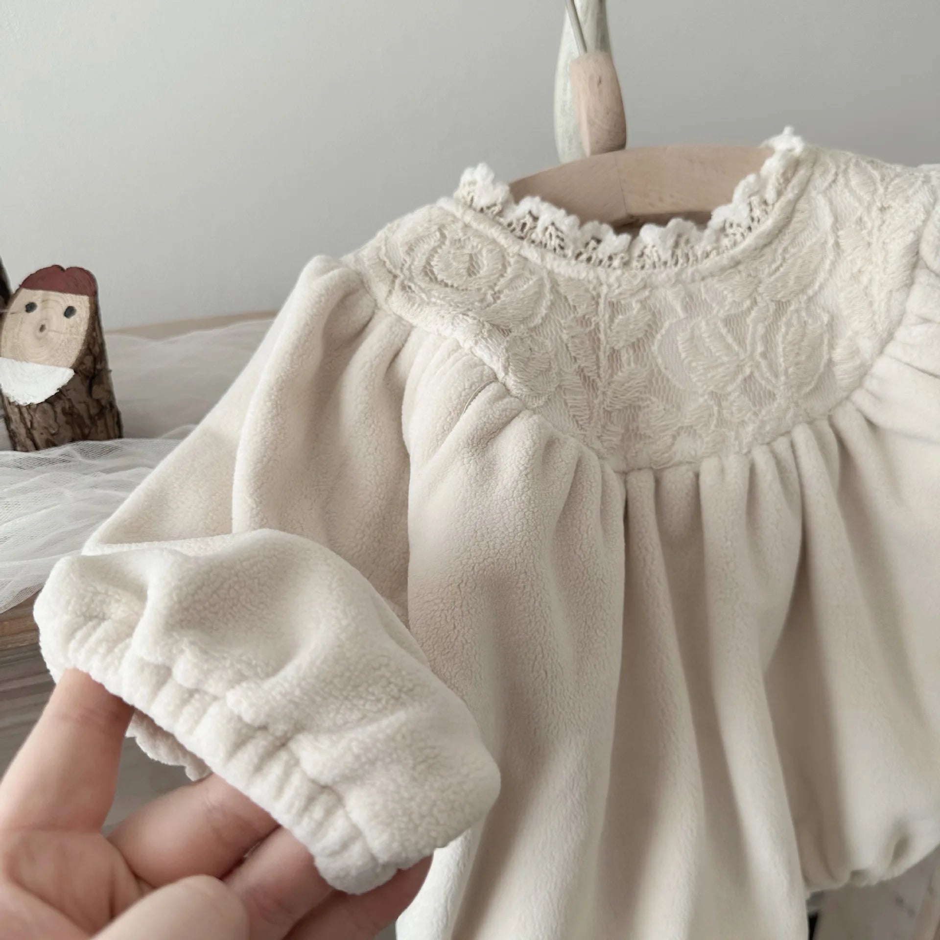 Soft & Warm Lace Collar Onesie