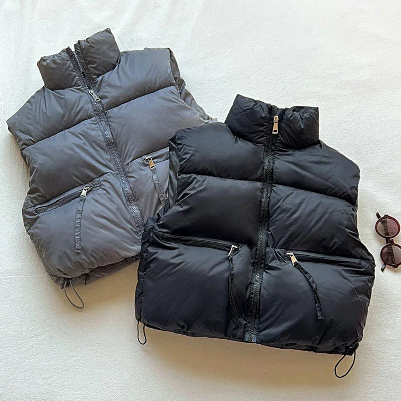 Thick Winter Solid Puffer Vest