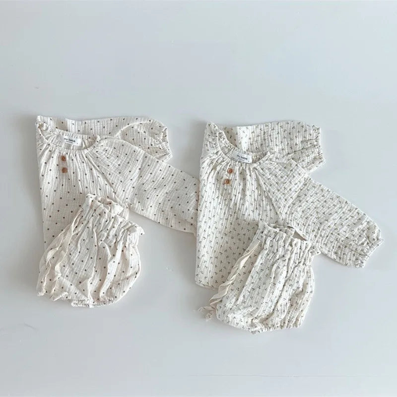 Long-Sleeved Top & Shorts Print Set