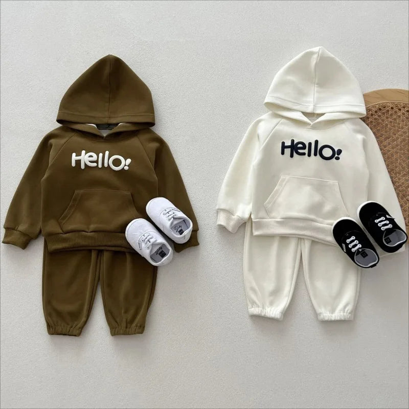 'Hello!' Hooded Cozy Jogger Set