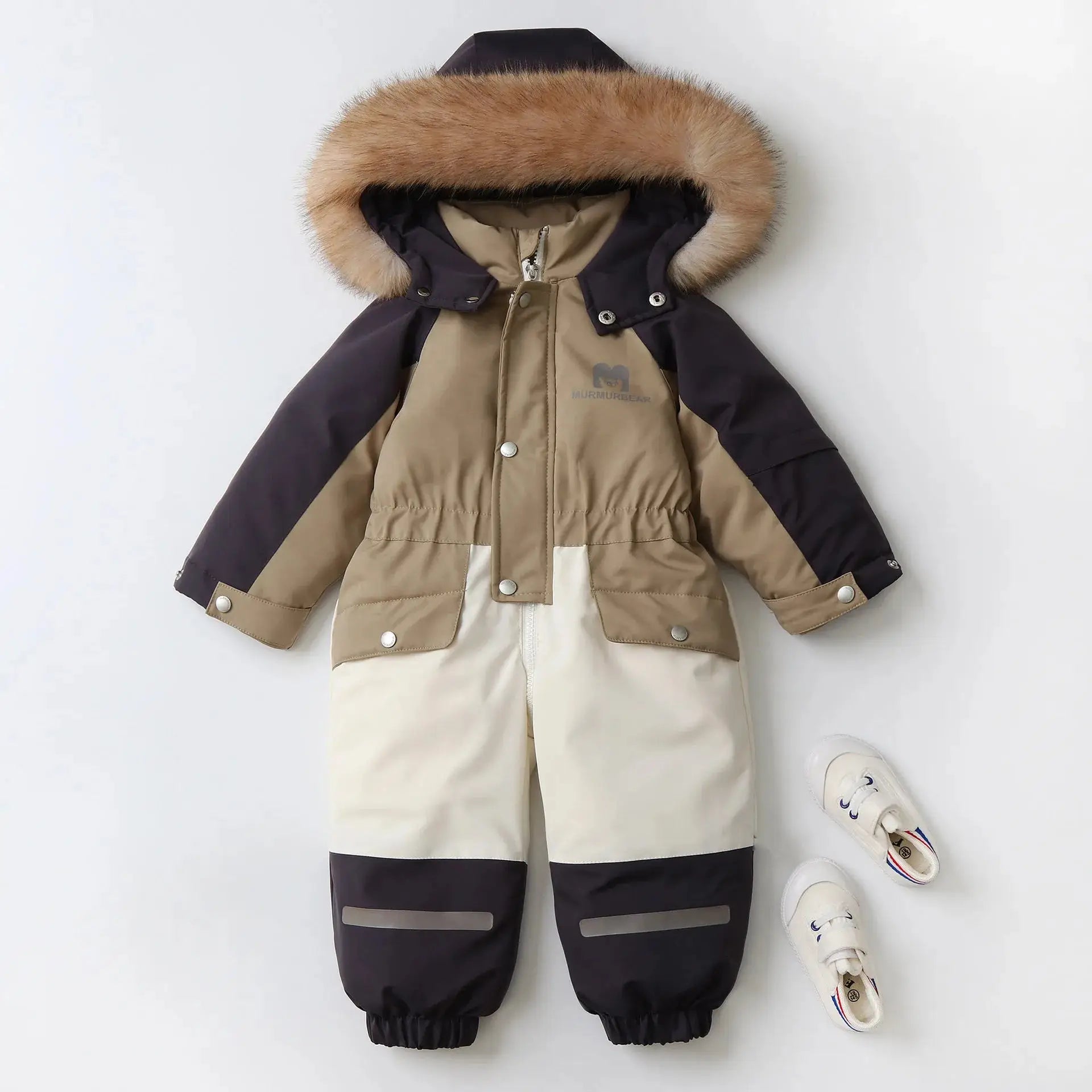 Color-Block Hooded Thick Snowsuit