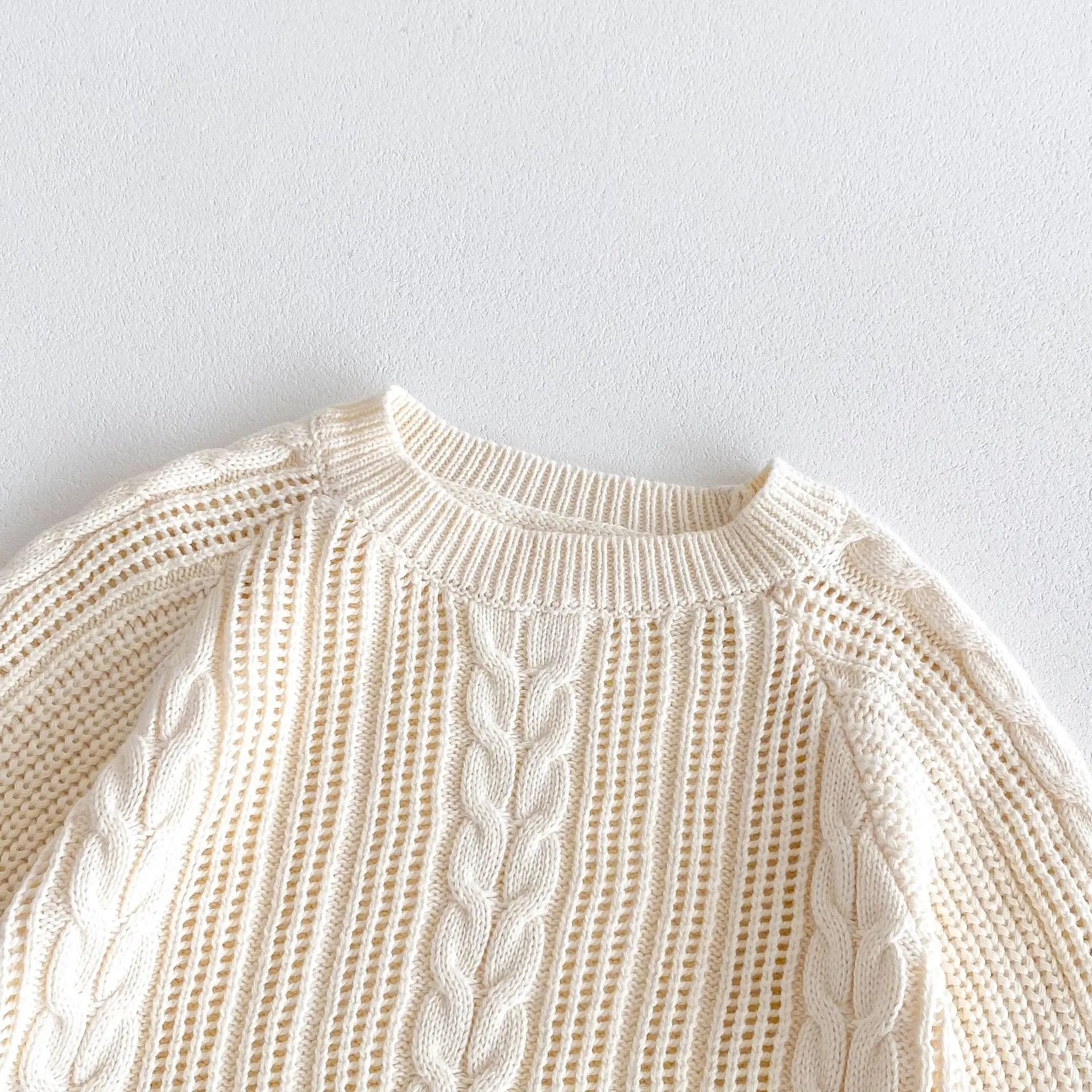 Kids Cable Knit Ivory Sweater