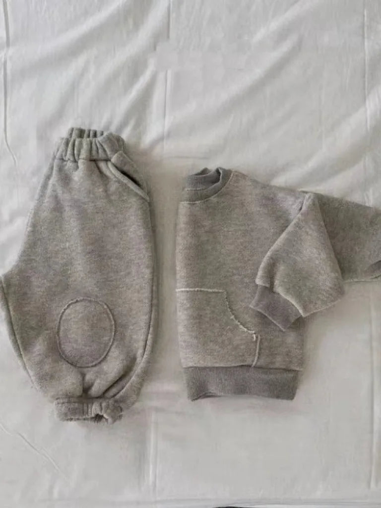 Thick Fleece Solid Jogger Set