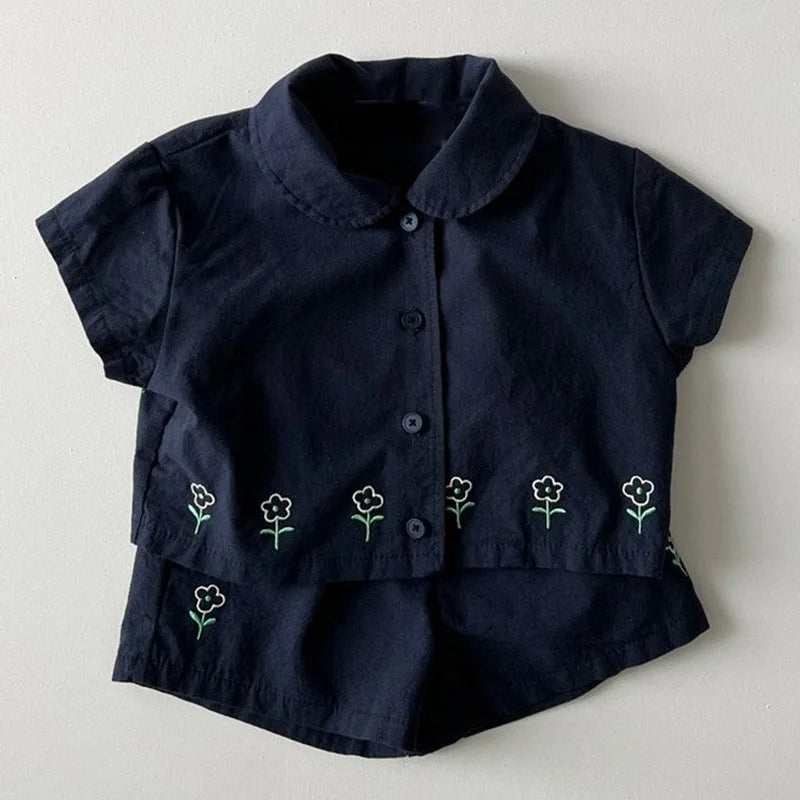 Short Sleeve Flower Print Top & Shorts Set