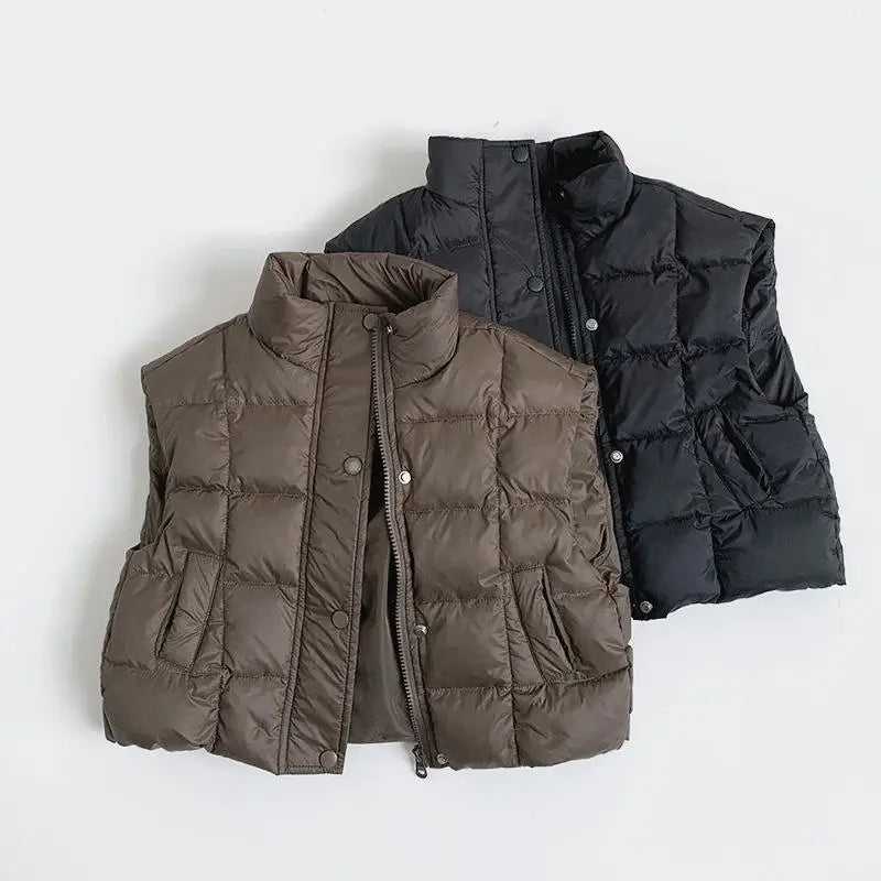 Sleeveless Puffer Zip-Down Vest