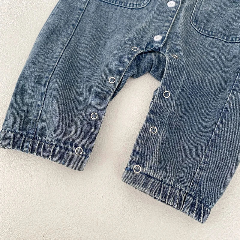 Denim Long-Sleeved Romper