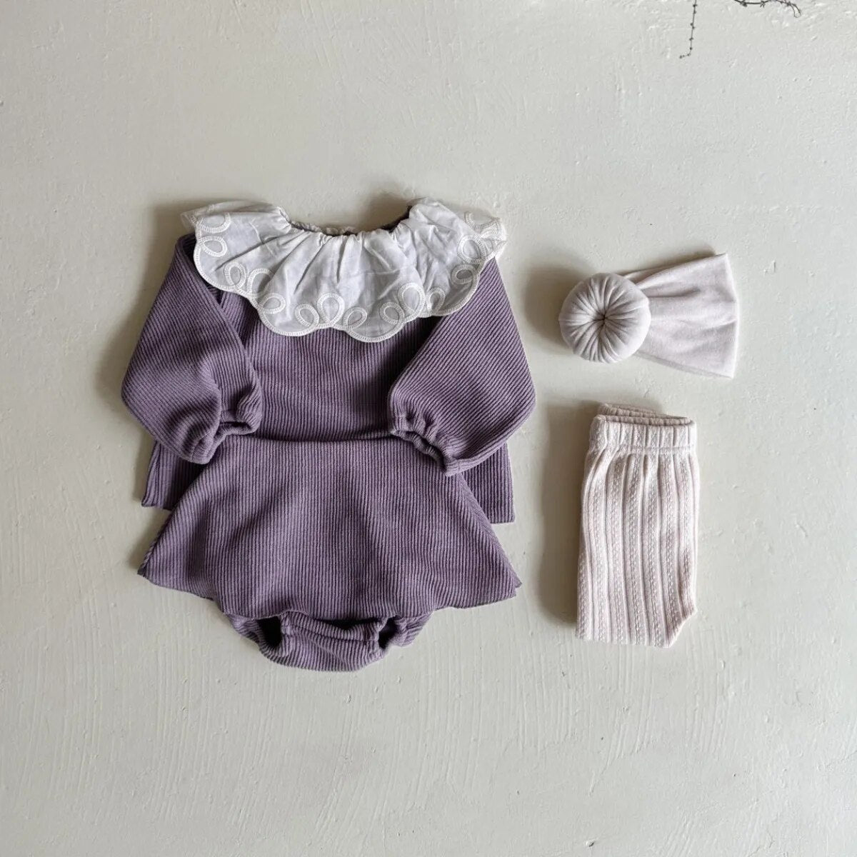Lotus Collar Ribbed Top & Shorts