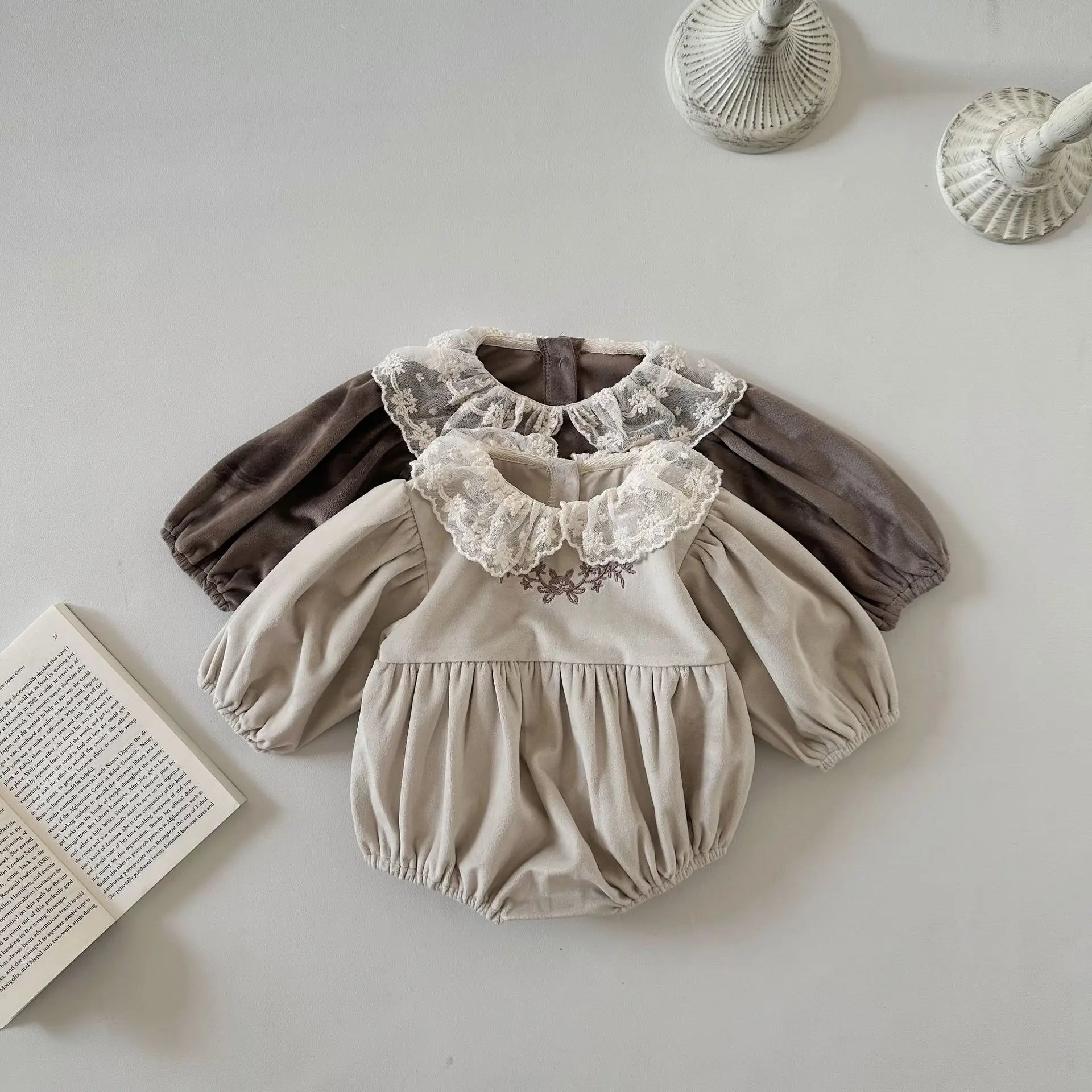 Infant Lace Collar Solid Onesie