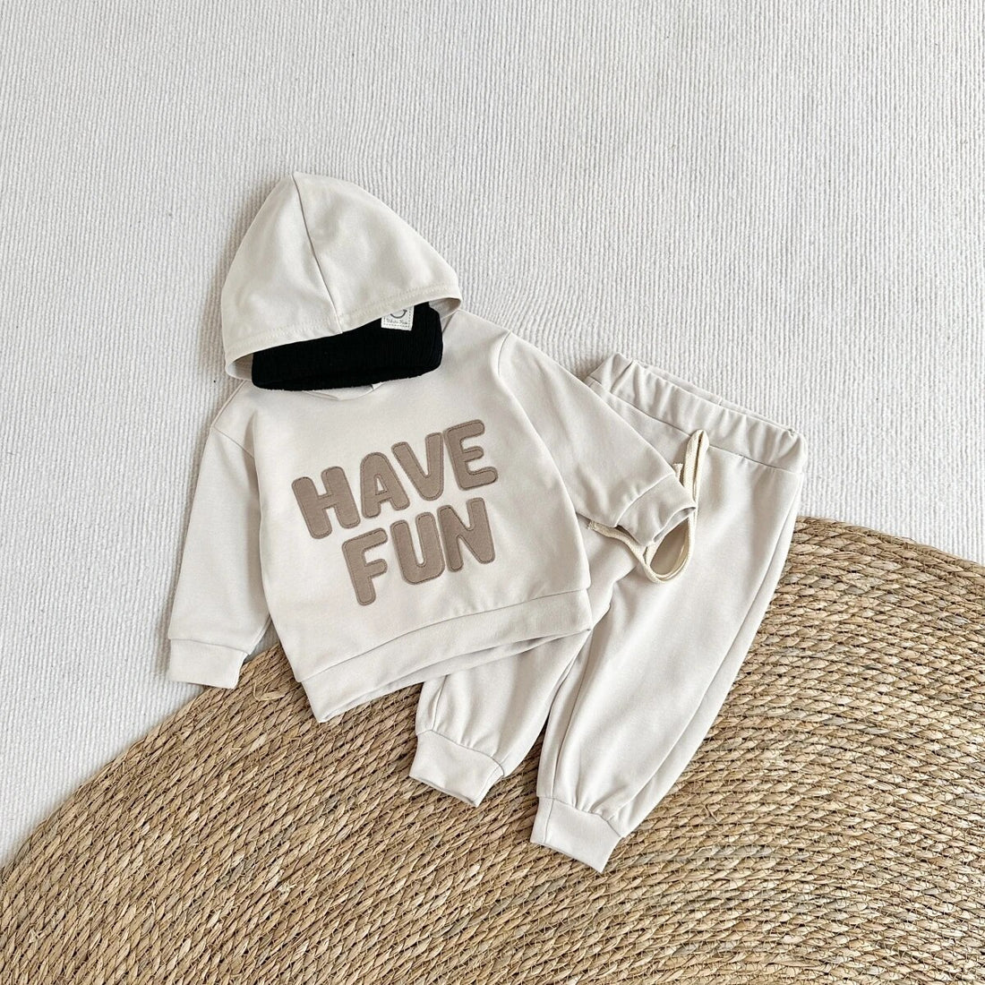 'HAVE FUN' Letter Patch Jogger Set