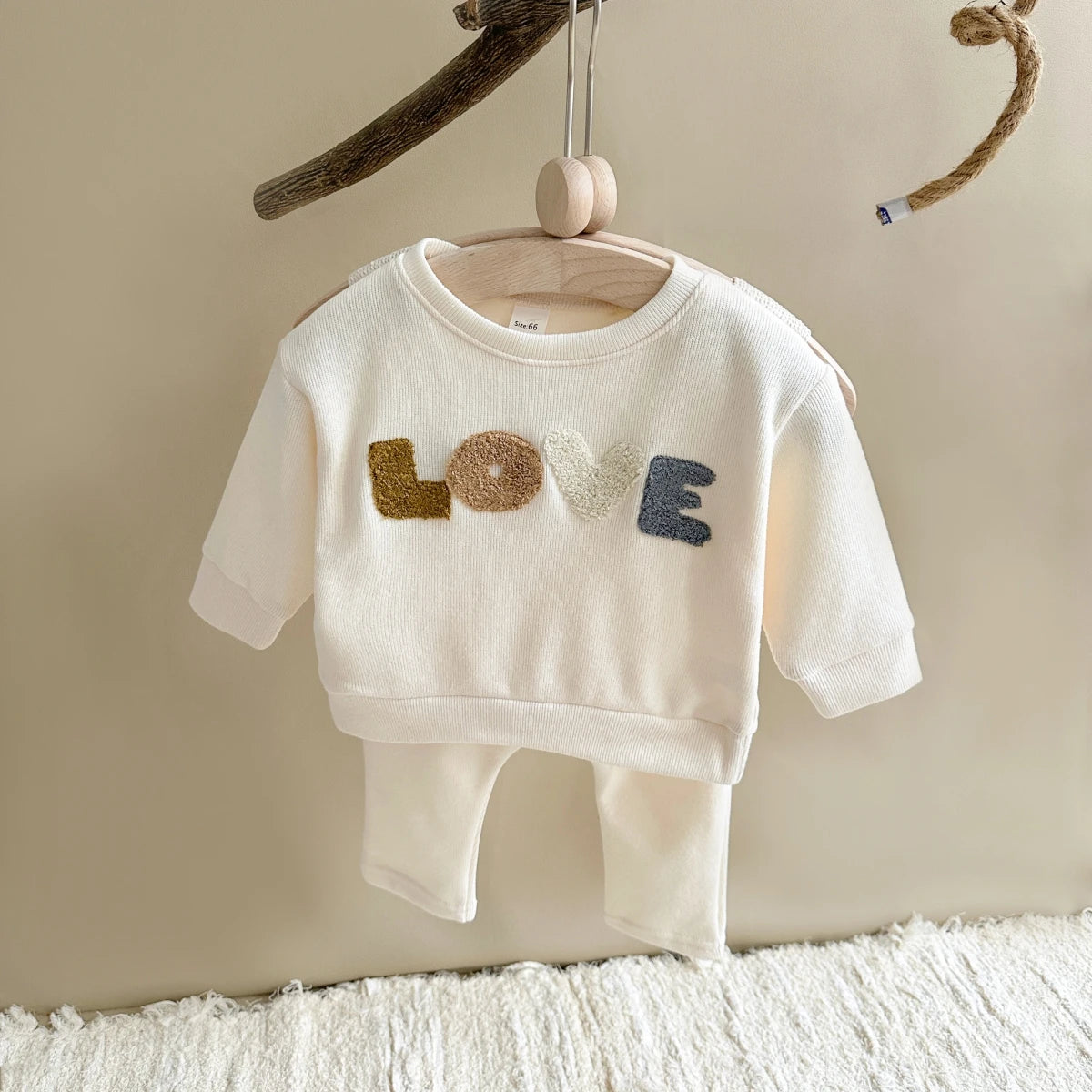'LOVE' Long-Sleeve Sweatshirt & Pants Set