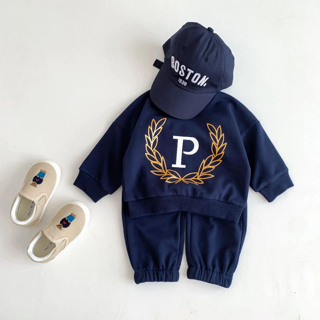 'P' Letter Print Jogger Set